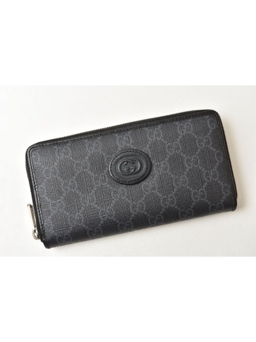 Gucci Wallet Interlocking GG Supreme Zip Around Gray Black - Picture 2 of 14